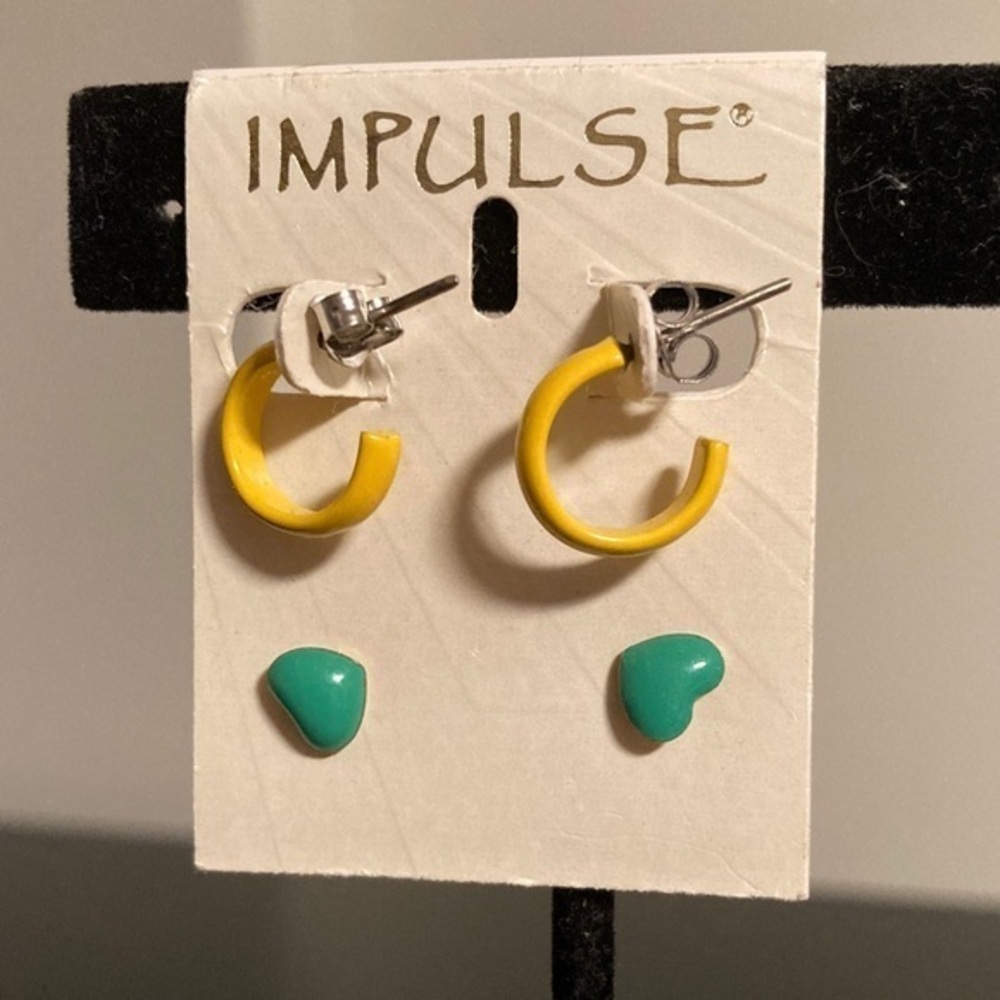 Impulse Yellow and Green Earrings Set